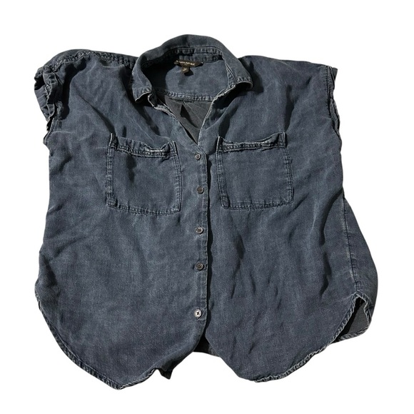 Banana Republic woman's size petite small denim button down sleeveless shirt - Picture 1 of 4
